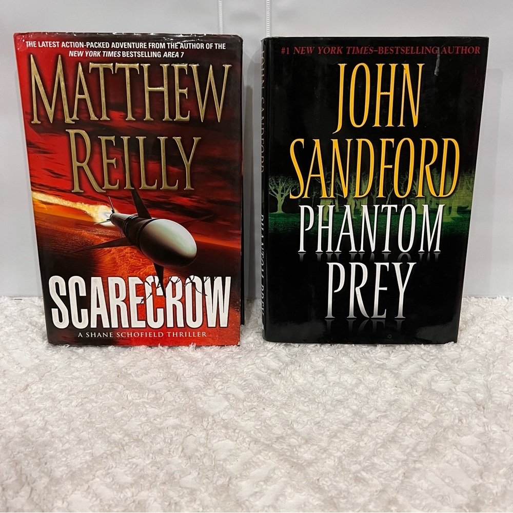 Phantom Prey by John Sandford & Scarecrow by Matthew Reilly HCDJ Novels